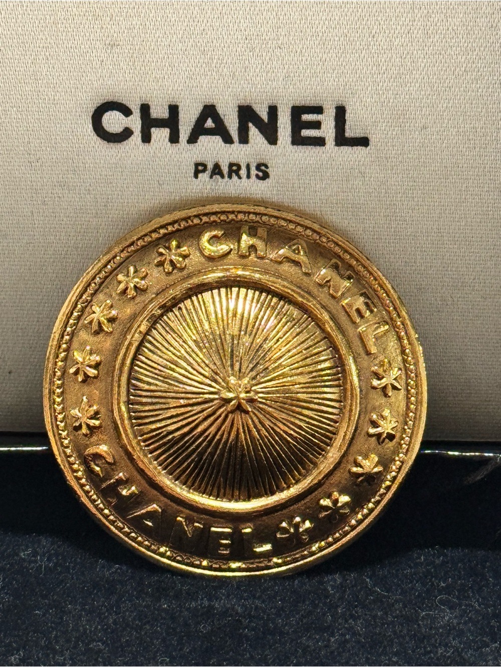 CHANEL Gold Tone Sunburst Logo Button